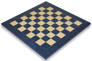 Blue Ash Burl & Erable High Gloss Deluxe Chess Board - 1.5" Squares