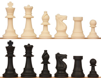 chess boards and chess pieces - Standard Club Silicone Chess Set Black and Ivory Pieces - 3.5 inch King PS97BW - School Chess Supplies