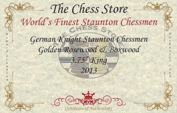 German Knight Staunton Golden Rosewood & Boxwood Pieces with Walnut Chess Box - King