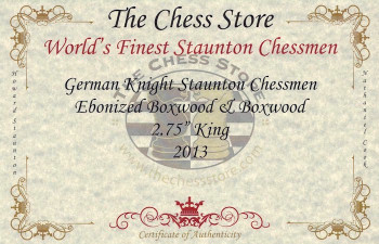 German Knight Staunton Chess Set Ebonized & Boxwood Pieces with Mahogany Chess Box - King