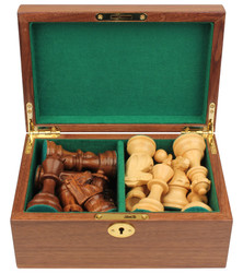 French Lardy Staunton Chess Set - Golden Rosewood and Boxwood Pieces with Walnut Chess Box - 3.25 inch King - Chess Sets by Pieces Chess Sets