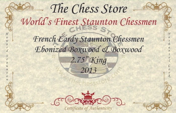 French Lardy Staunton Chess Set Ebonized & Boxwood Pieces with Mahogany Chess Box - 2.75" King