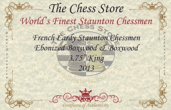 French Lardy Staunton Chess Set Ebonized & Boxwood Pieces with Mahogany Chess Box - 3.75" King