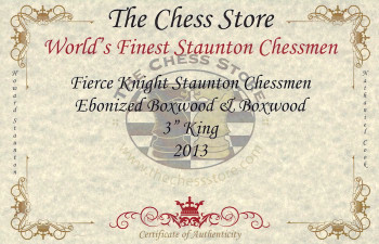 Fierce Knight Staunton Chess Set Ebonized & Boxwood Pieces with Walnut Chess Box  - King