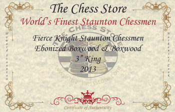 Fierce Knight Staunton Chess Set Ebonized & Boxwood Pieces With Walnut Chess Box - 3" King