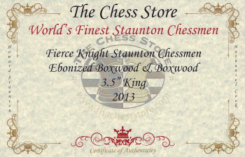 Fierce Knight Staunton Chess Set Ebonized & Boxwood Pieces with Walnut Chess Box - 3.5" King