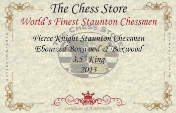 Fierce Knight Staunton Chess Set Ebonized & Boxwood Pieces With Macassar Ebony Chess Box - 3.5" King