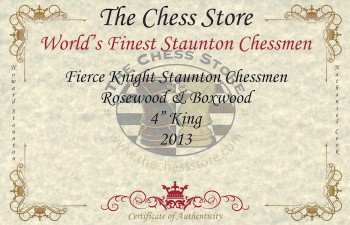 Fierce Knight Staunton Chess Set In Rosewood & Boxwood With Walnut Box - 4" King