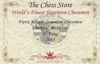 Fierce Knight Staunton Chess Set Ebony & Boxwood Pieces With Mahogany Chess Box - 4" King