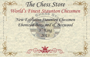 New Exclusive Staunton Chess Set Ebonized & Boxwood Pieces with Mahogany Chess Box - 3" King