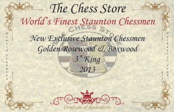 New Exclusive Staunton Chess Set Golden Rosewood & Boxwood Pieces with Walnut Chess Box - 3" King