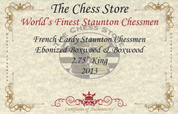 French Lardy Staunton Chess Set Ebonized & Boxwood Pieces With Macassar Ebony Chess Box - 2.75" King