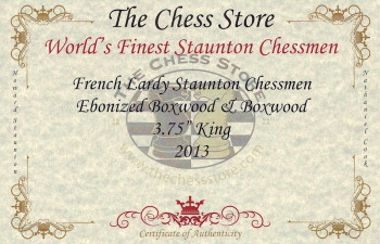 French Lardy Staunton Chess Set Ebonized & Boxwood Pieces With Macassar Ebony Chess Box - 3.75" King