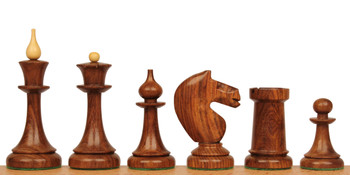 Soviet Era Latvian Antique Reproduction Chess Set Golden Rosewood & Boxwood With Classic Walnut Chess Board