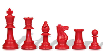 Red Club Plastic Chess Pieces with 3.75" King - 17 Piece Half Set