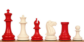 1849 Heirloom Staunton Chess Set Red & Ivory Color Pieces - King