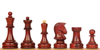 The Dubrovnik Championship Chess Set Padauk Boxwood Pieces with Mission Craft Padauk Chess Board 3875 King