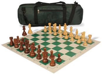 French Lardy Carry-All Chess Set Golden Rosewood & Boxwood Pieces - Green