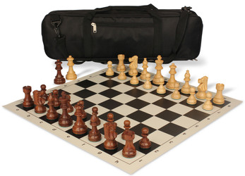 French Lardy Carry-All Chess Set Golden Rosewood & Boxwood Pieces - Black