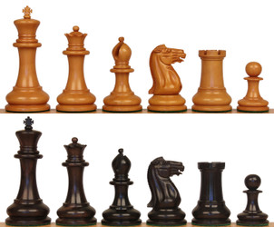 1849 Heirloom Staunton Chess Set Aged Ebony & Boxwood Pieces - 4.4" King