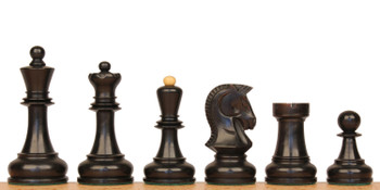 Dubrovnik Series Chess Set Ebonized & Boxwood Pieces with Mahogany & Maple Molded Edge Board - 3.9" King