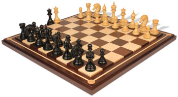 Cyrus Staunton Chess Set Ebony & Boxwood Pieces with Walnut Mission Craft Chess Board