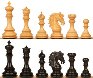 Palomo Staunton Chess Set with Ebony & Boxwood Pieces - 4.4" King