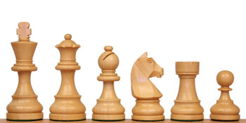 Queen's Gambit Chess Set Ebonized & Boxwood Pieces with Walnut Molded-Edge Board & Box - King