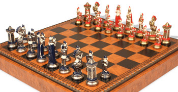 Mary Stuart Queen of Scots Hand Painted Theme Metal Chess Set with Faux Leather Chess Board & Storage Tray