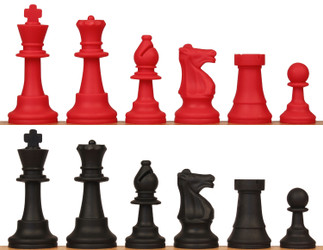 Standard Club Silicone Chess Set Black & Red Pieces - 3.5" King