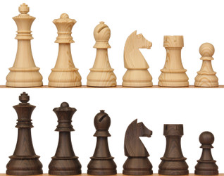 German Knight Plastic Chess Set Brown and Natural Wood Grain Pieces - 3.9 inch King - Plastic Chess Pieces Chess Collections