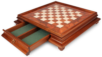 Classic French-Style Staunton Solid Brass Chess Set with Elm Burl Chess Case