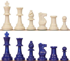Standard Club Plastic Chess Set Blue & Ivory Pieces 3.75" King
