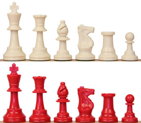 Standard Club Plastic Chess Set - Red & Ivory Pieces 3.75" King