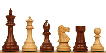 British Staunton Chess Set with Golden Rosewood & Boxwood Pieces - 3.5" King