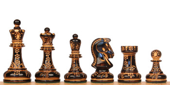 The Dubrovnik Championship Chess Set Burnt Boxwood Pieces with Walnut Molded Board- 3.9" King