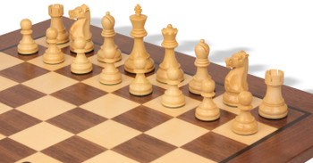 Fischer-Spassky Commemorative Chess Set Ebonized & Boxwood Pieces with Classic Walnut Board & Box - King