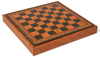 Brown & Black Leatherette Chess Board & Tray - 1" Squares