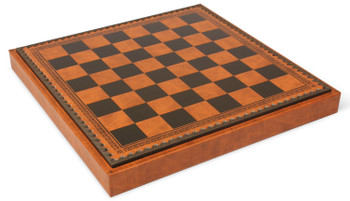 Brown & Black Leatherette Chess Board & Tray - 1.375" Squares