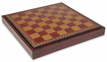Red & Gold Leatherette Chess Case - 1.1" Squares