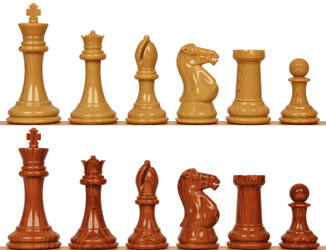 Professional Series Resin Chess Set with Rosewood and Boxwood Color Pieces - 4.125 inch King - Plastic Chess Pieces Chess Collections