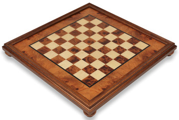 Elm Burl & Erable Framed Chess Board - 1.6" Squares