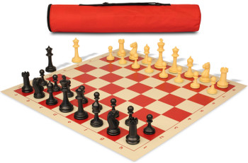 Archers Bag Master Series Triple Weighted Plastic Chess Set Black & Camel Pieces - Red