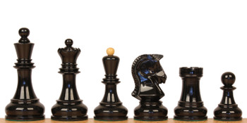 Dubrovnik Series Chess Set Ebonized & Boxwood Pieces with Black & Ash Burl Board & Box - 3.9" King