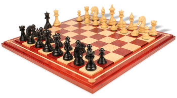 Cyrus Staunton Chess Set Ebony Boxwood Pieces with Padauk Maple Mission Craft Chess Board