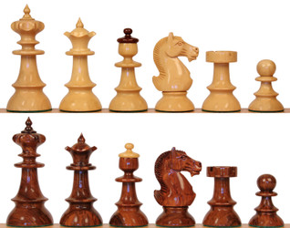 Vienna Coffee House Series Chess Set Golden Rosewood & Boxwood Lacquered Pieces - 4" King