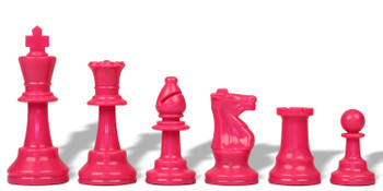 Pink Club Plastic Chess Pieces with 3.75" King - 17 Piece Half Set