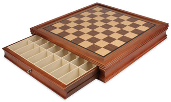 Deluxe Two-Drawer Walnut Chess Case - 1.7" Squares