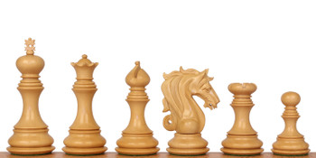 Tencendur Staunton Chess Set Ebony & Boxwood Pieces with Mission Craft Walnut, Maple & Zebrawood Board- 4.4" King