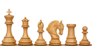 Hengroen Staunton Chess Set Ebony & Boxwood Pieces with Mission Craft Zebra Wood & Maple Board - 4.6" King